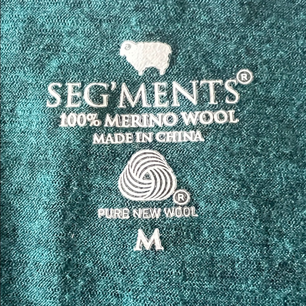Seg’ments Teal Blue Green 100% Merino Wool Long Sleeve Shirt Base Layer Medium - Picture 2 of 4
